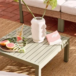 Conjunto de jardim com sofá, mesa e poltrona em alumínio, 5 lugares
