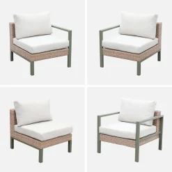 Conjunto de jardim com sofá, mesa e poltrona em alumínio, 5 lugares