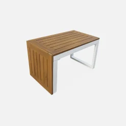 Conjunto de jardim com sofá modular em alumínio e acácia, 4 lugares