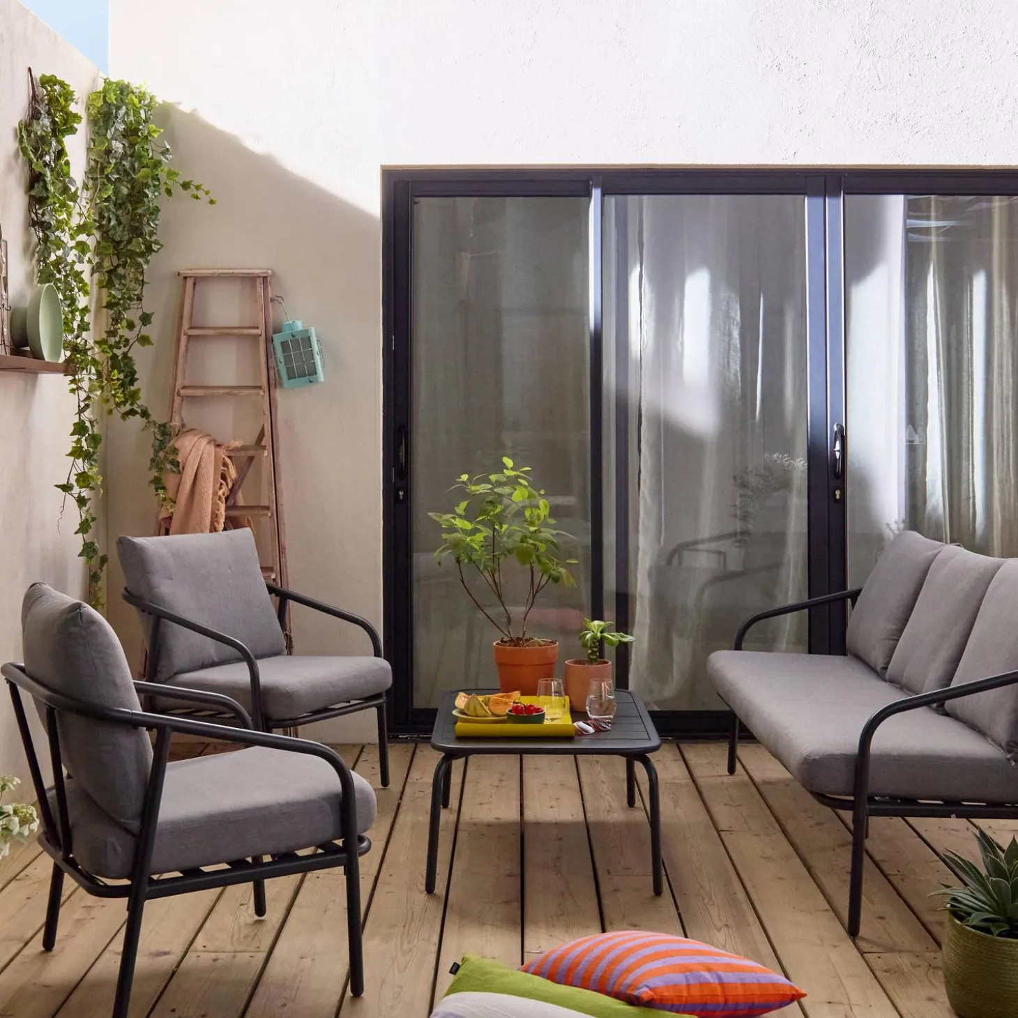 Conjunto de jardim de aço para 5 pessoas