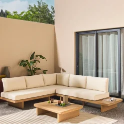 Conjunto de jardim de canto em madeira de acácia, 5 lugares