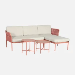 Conjunto de jardim de canto em aço e cordas, 4 lugares