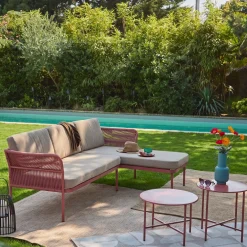 Conjunto de jardim de canto em aço e cordas, 4 lugares