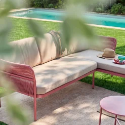 Conjunto de jardim de canto em aço e cordas, 4 lugares