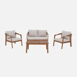 Conjunto de jardim em acácia com cordas para 4 pessoas