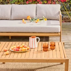Conjunto de jardim em acácia e cordas, 5 lugares