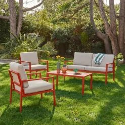 Conjunto de jardim em alumínio, 4 lugares