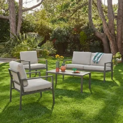 Conjunto de jardim em alumínio, 4 lugares