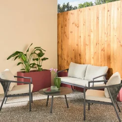 Conjunto de jardim em alumínio e cordas, 4 lugares