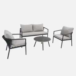 Conjunto de jardim em alumínio e cordas, 4 lugares
