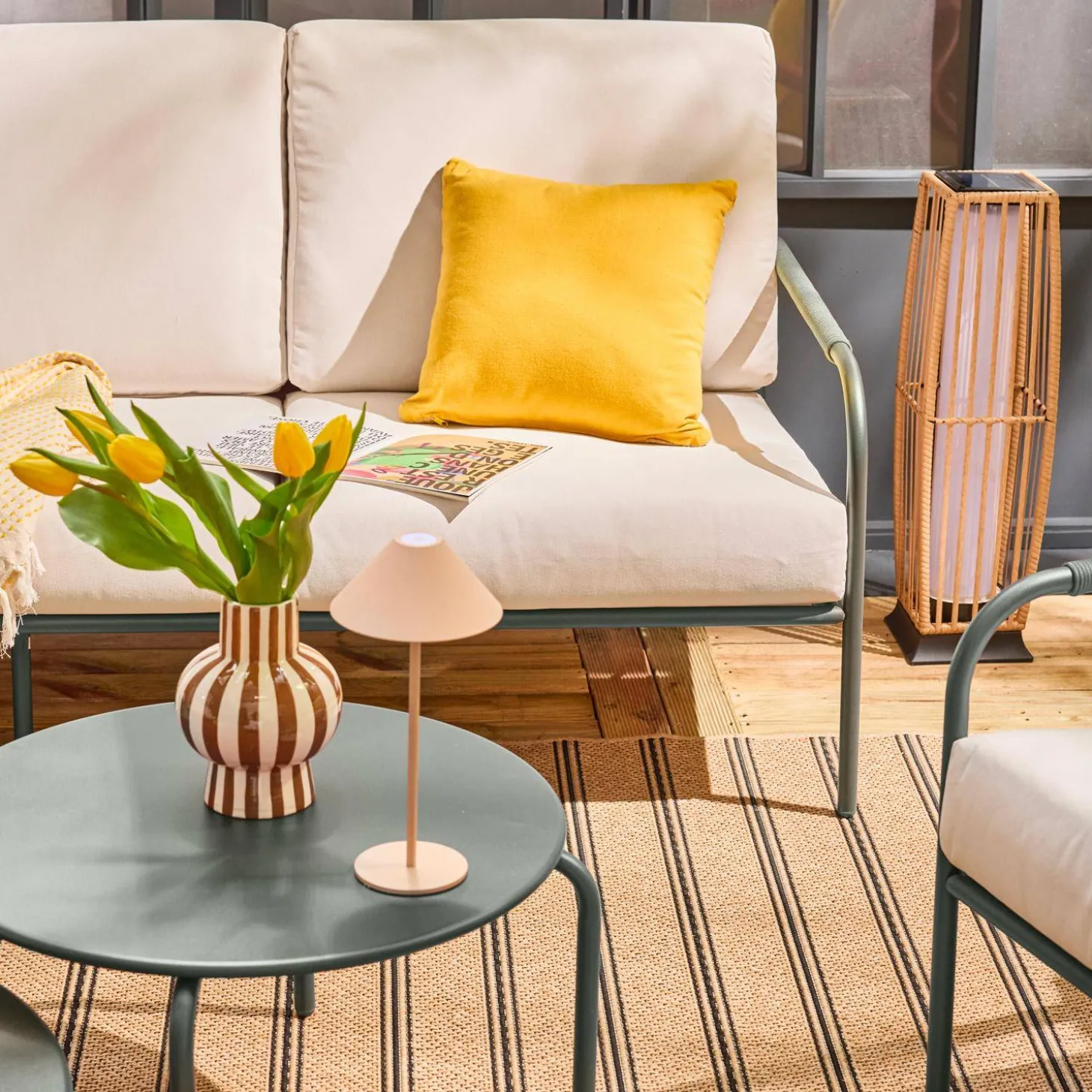 Conjunto de jardim em aço, 7 pessoas