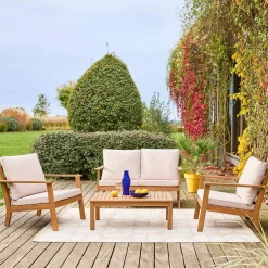 Conjunto de jardim em madeira de acácia, 4 lugares