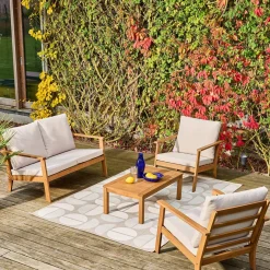 Conjunto de jardim em madeira de acácia, 4 lugares