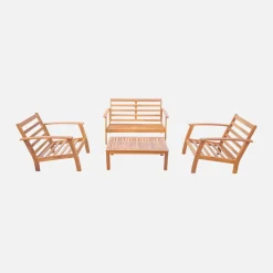 Conjunto de jardim em madeira de acácia, 4 lugares