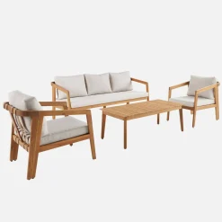 Conjunto de jardim em madeira de acácia para 5 pessoas