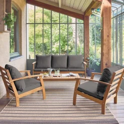 Conjunto de jardim em madeira de acácia, 5 lugares