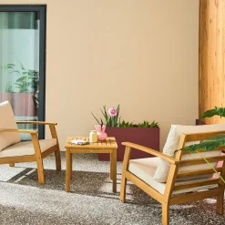 Conjunto de jardim em madeira de acácia, 2 lugares