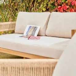 Conjunto de jardim em madeira de acácia e cordas para 4 lugares