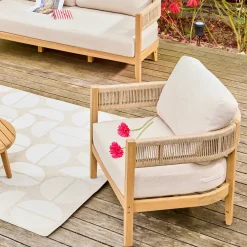 Conjunto de jardim em madeira de acácia e cordas para 4 lugares