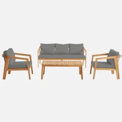 Conjunto de jardim em madeira de acácia para 5 pessoas