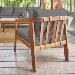 Conjunto de jardim em madeira de acácia para 5 pessoas