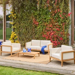 Conjunto de jardim em madeira de acácia, 4 lugares