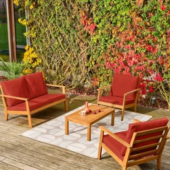 Conjunto de jardim em madeira de acácia, 4 lugares