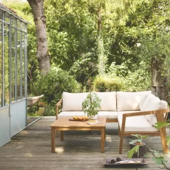 Conjunto de jardim em ângulo de acácia, 5 lugares