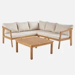 Conjunto de jardim em ângulo de acácia, 5 lugares