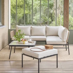 Conjunto de jardim em ângulo de aço e cordas para 5 pessoas