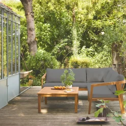 Conjunto de jardim em ângulo de acácia, 5 lugares
