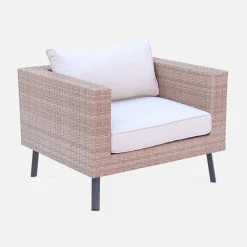 Conjunto de jardim em resina com sófá, poltrona e mesa de centro , 5 lugares