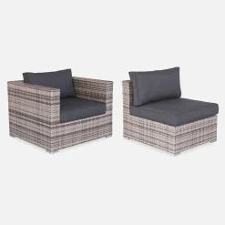 Conjunto de jardim em resina entrançada, 8 a 10 lugares