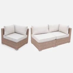 Conjunto de jardim em resina entrançada, 8 a 10 lugares