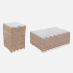 Conjunto de jardim em resina entrançada, 8 a 10 lugares