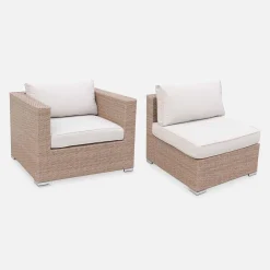 Conjunto de jardim em resina entrançada, 8 a 10 lugares