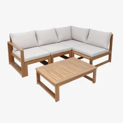 Conjunto de jardim modular em madeira de acácia, 4 lugares