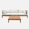 Conjunto de jardim modular em madeira de acácia e bouclé com apoio de braços, 3 lugares