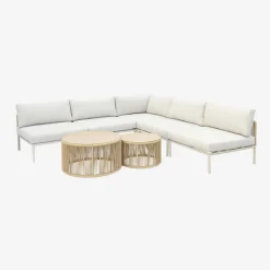 Conjunto de jardim modular em alumínio e cordas, 5 lugares