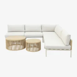 Conjunto de jardim modular em alumínio e cordas, 5 lugares
