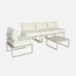 Conjunto de jardim modular em alumínio, 4 lugares