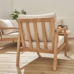 Conjunto de jardim relax com sofá em madeira de acácia