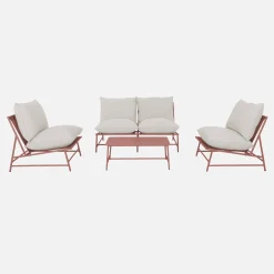 Conjunto de jardim relax em aço e textileno, 4 lugares