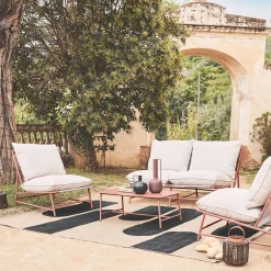 Conjunto de jardim relax em aço e textileno, 4 lugares