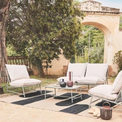 Conjunto de jardim relax em aço e textileno, 4 lugares