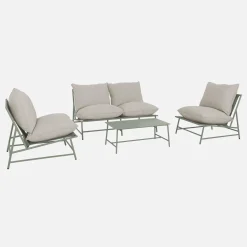 Conjunto de jardim relax em aço e textileno, 4 lugares