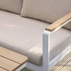 Conjunto de jardim relax em madeira de acácia e alumínio de 8 lugares