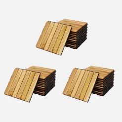 Conjunto de ladrilhos de madeira para decks de 30x30cm