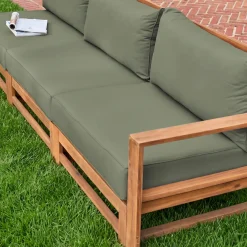 Conjunto de mobiliário de jardim com sofá e poltrona em madeira, 5 lugares
