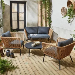 Conjunto de mobiliário de jardim baixo, 4 lugares